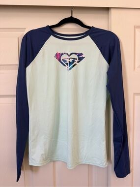 Roxy women’s Long Sleeve Rash Guard - Light Mint & Navy